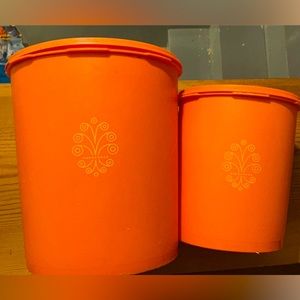 Orange Tupperware Canisters.